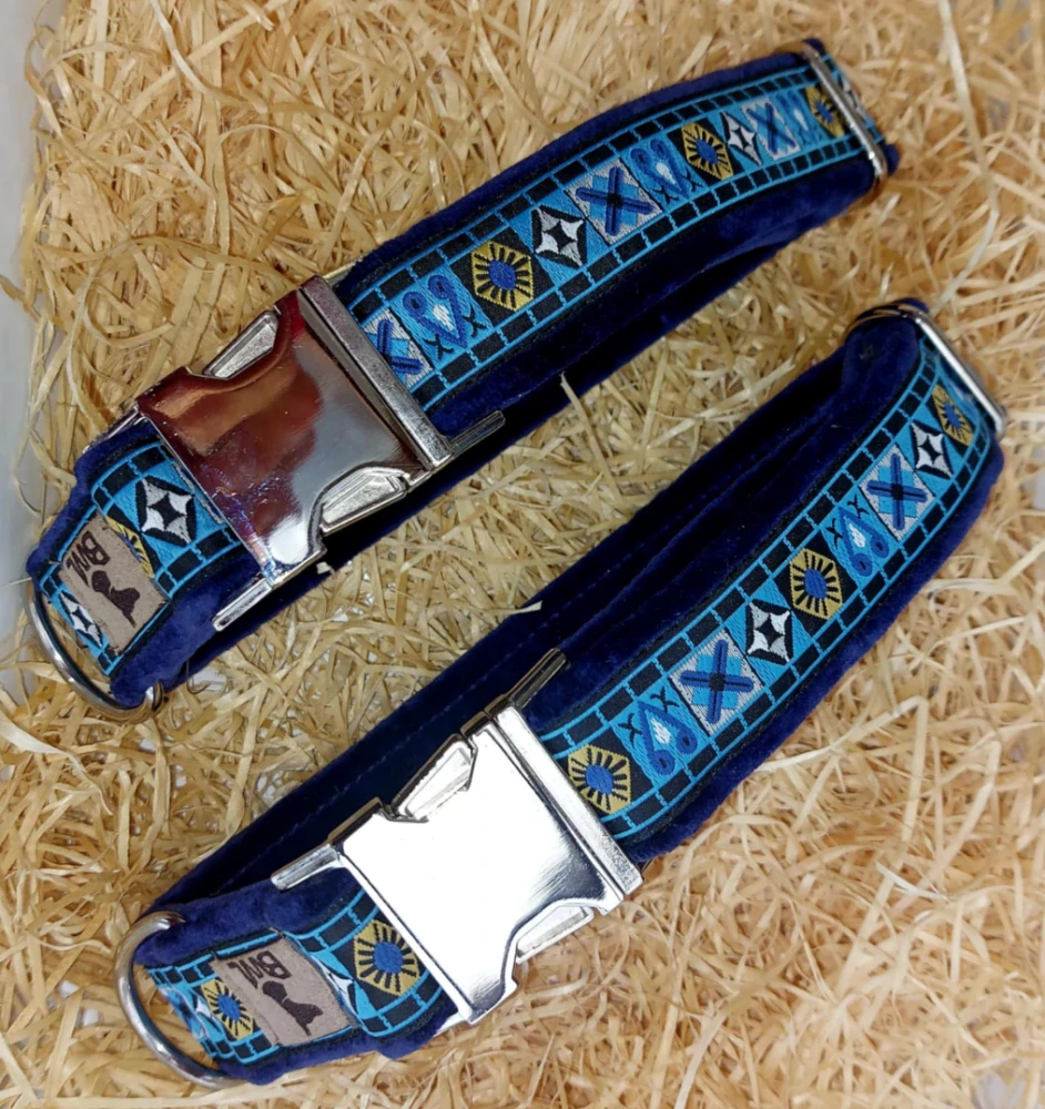 Obojek - Modrý Egypt - šíře 30mm/38-58cm