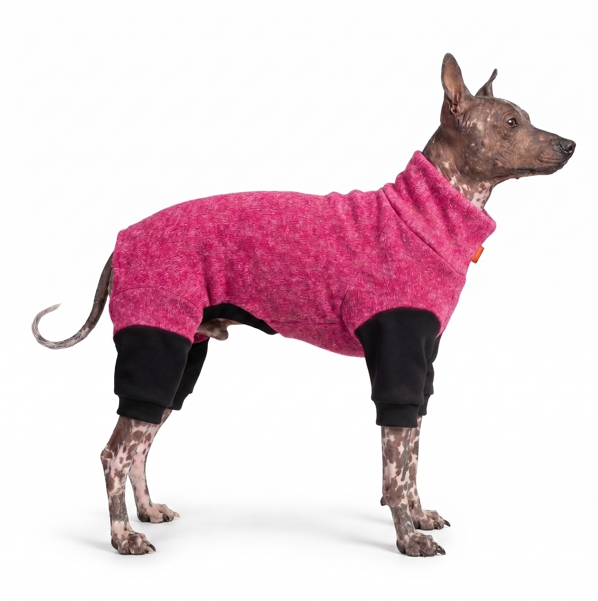 Overal - malinový pletený fleece, nepromokavé nohavice