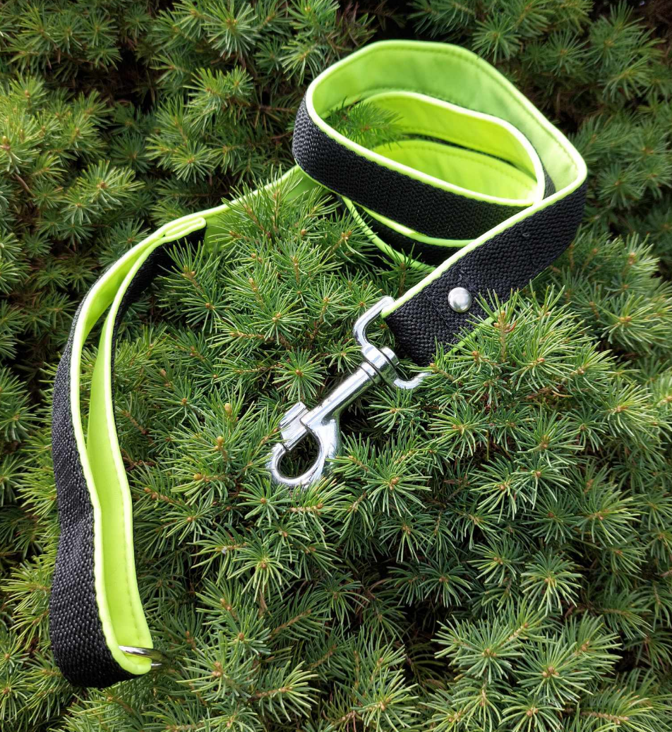 Vodítko softshell - neon žlutá na černé