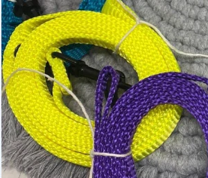 Vodítko z popruhu s ručkou Neon žlutá - 150cm