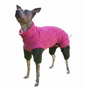 Overal - malinový pletený fleece, nepromokavé nohavice