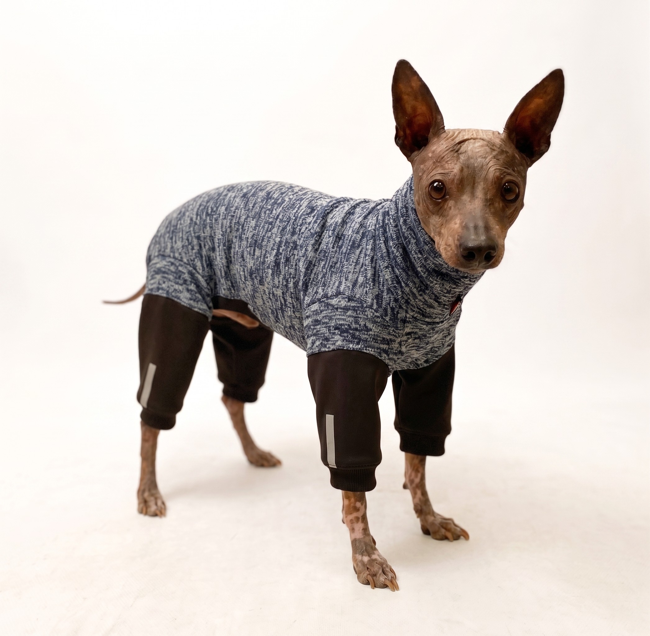 Overal - středně modrý pletený fleece, nepromokavé nohavice
