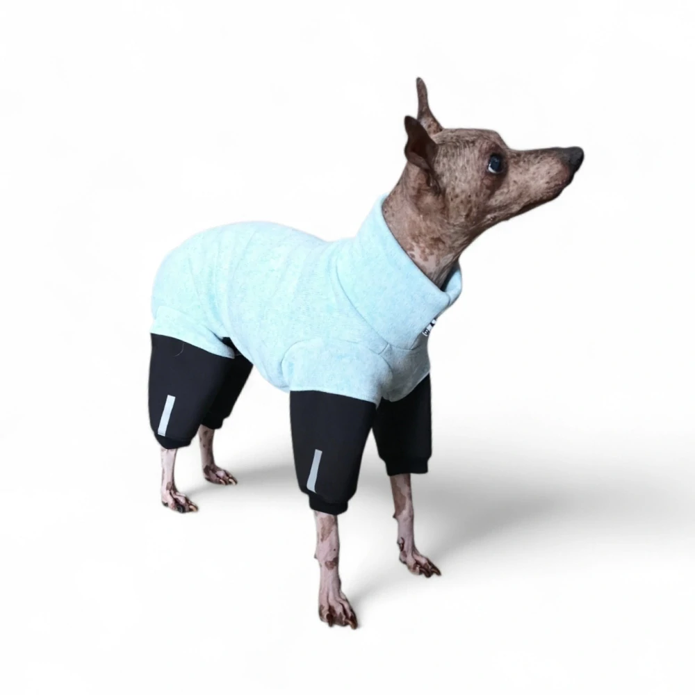 Overal -světlý modrý pletený fleece, nepromokavé nohavice