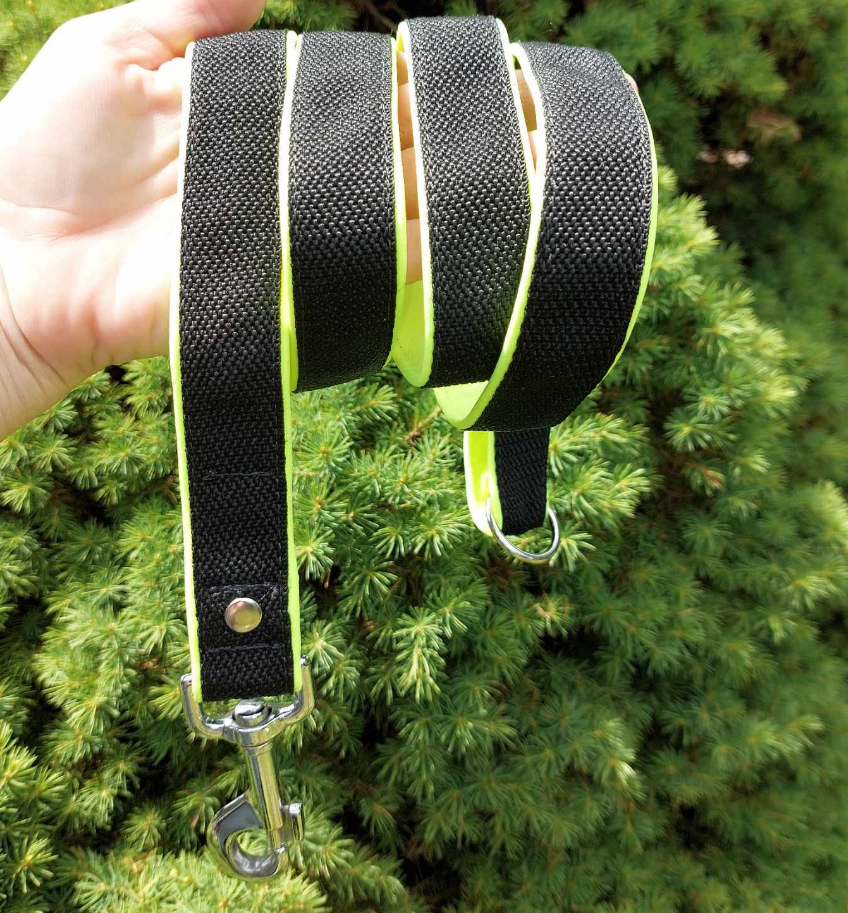 Vodítko softshell - neon žlutá na černé 