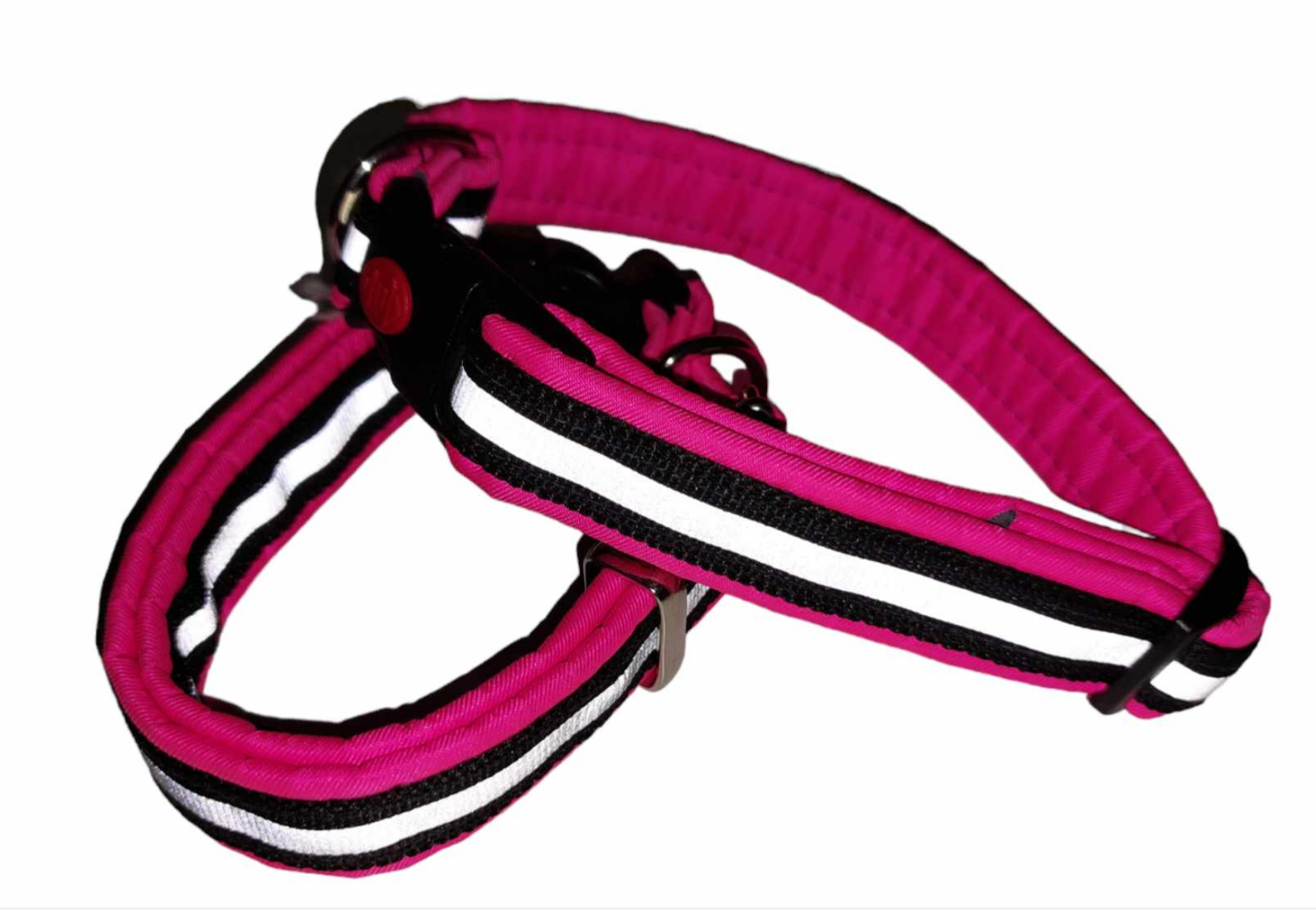 Obojek - růžový s reflexním pruhem - šíře 20mm/obvod 25 až 40cm