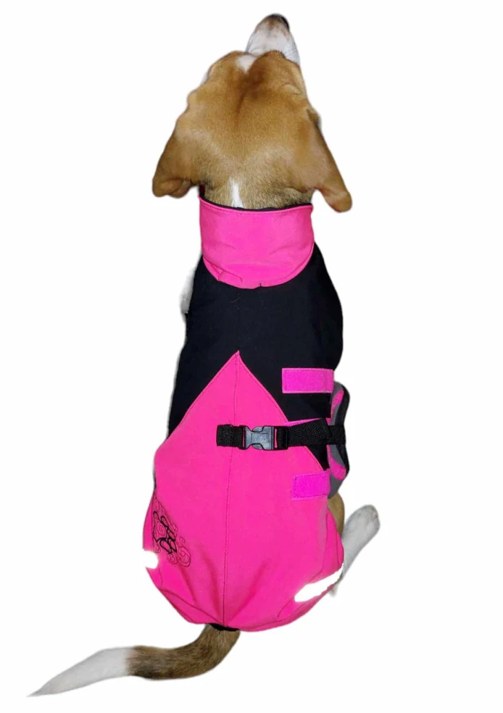Zimní softshellová bunda - neon růžová černá