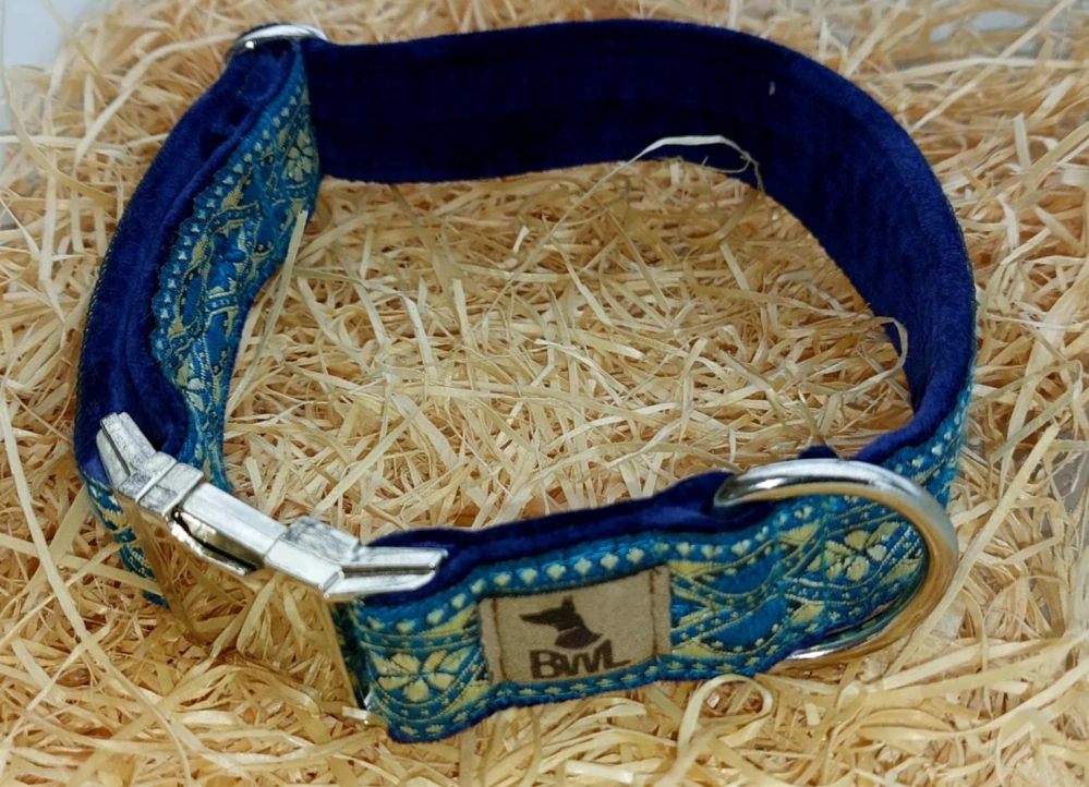 Obojek - Modrá Indie - šíře 30mm/38-58cm