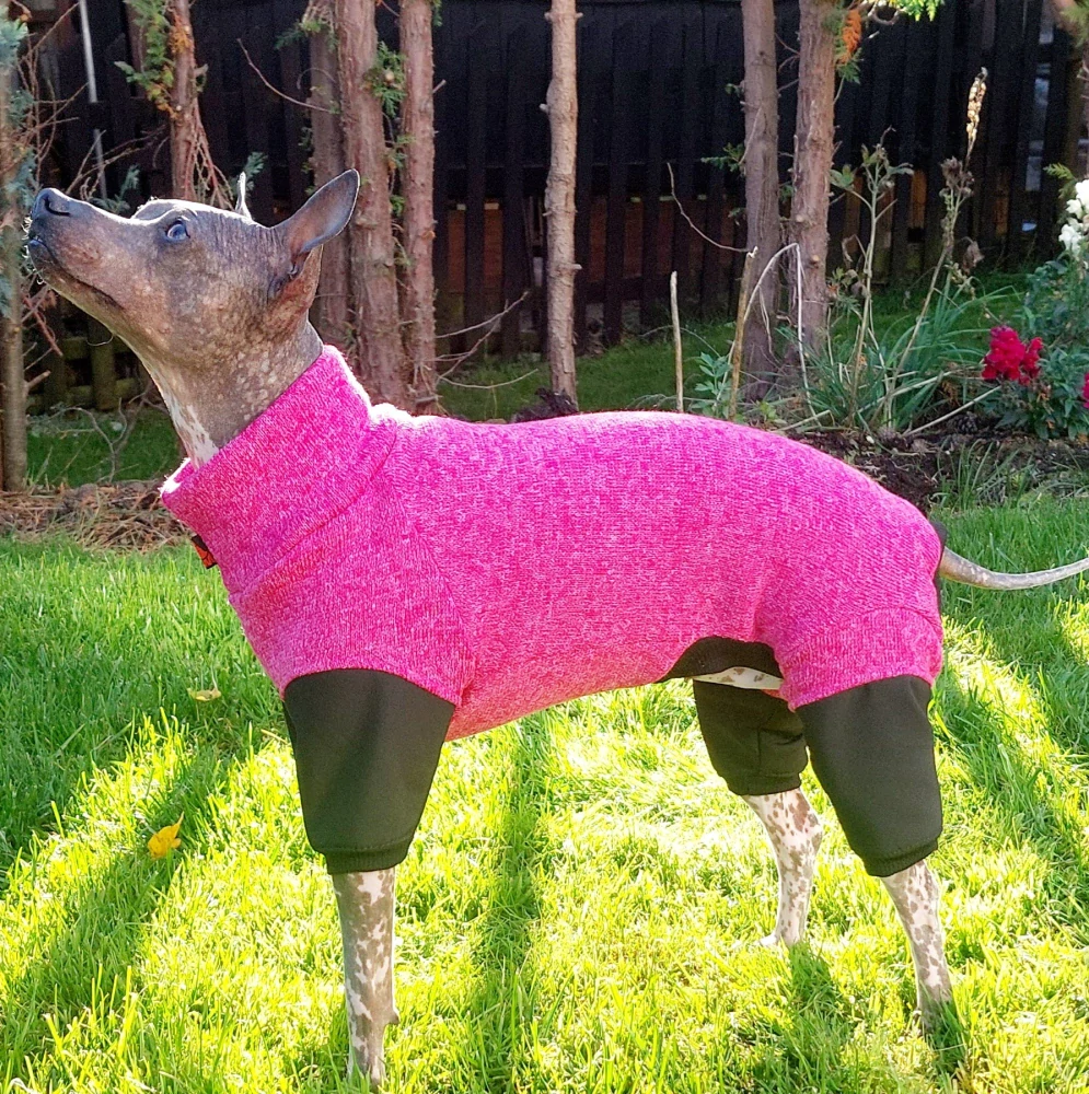 Overal - malinový pletený fleece, nepromokavé nohavice