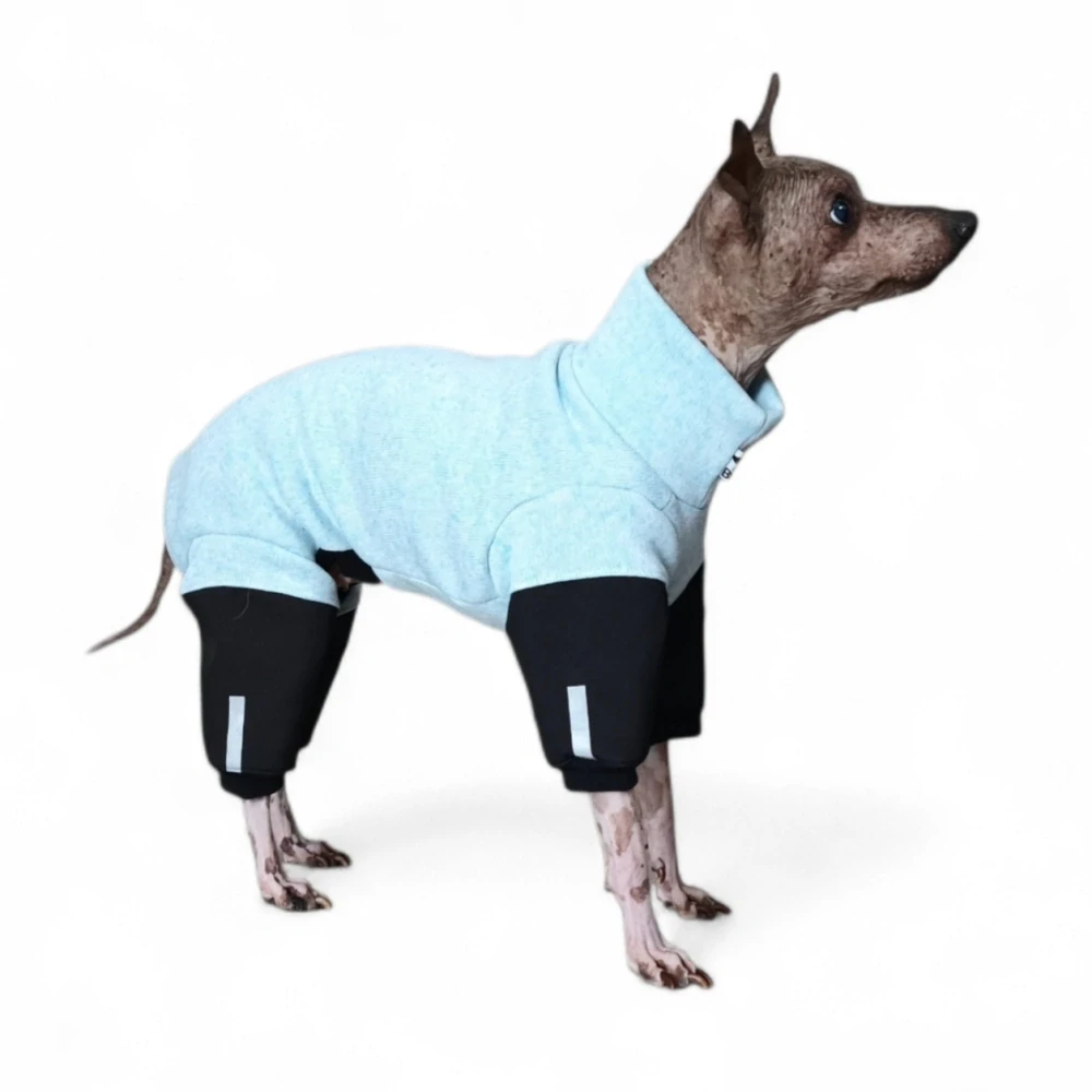 Overal -světlý modrý pletený fleece, nepromokavé nohavice