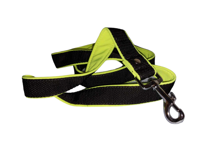 Vodítko softshell - neon žlutá na černé 