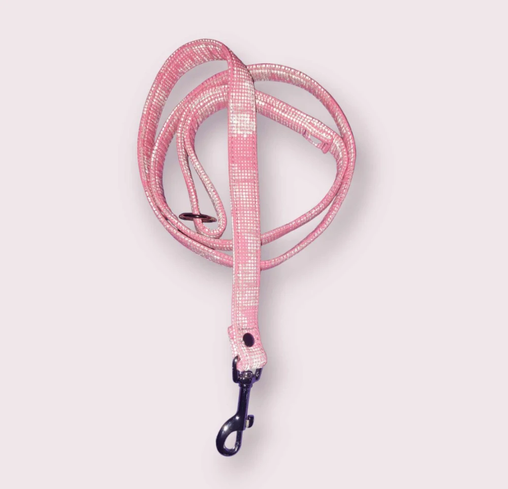 Vodítko s ručkou - neonově růžové reflexní 1,2m/20 mm