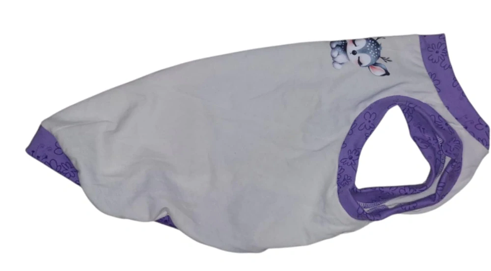 Tílko světlé s obrázkem a barevným lemem - upcycling