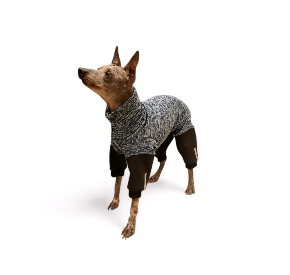 Overal - středně modrý pletený fleece, nepromokavé nohavice