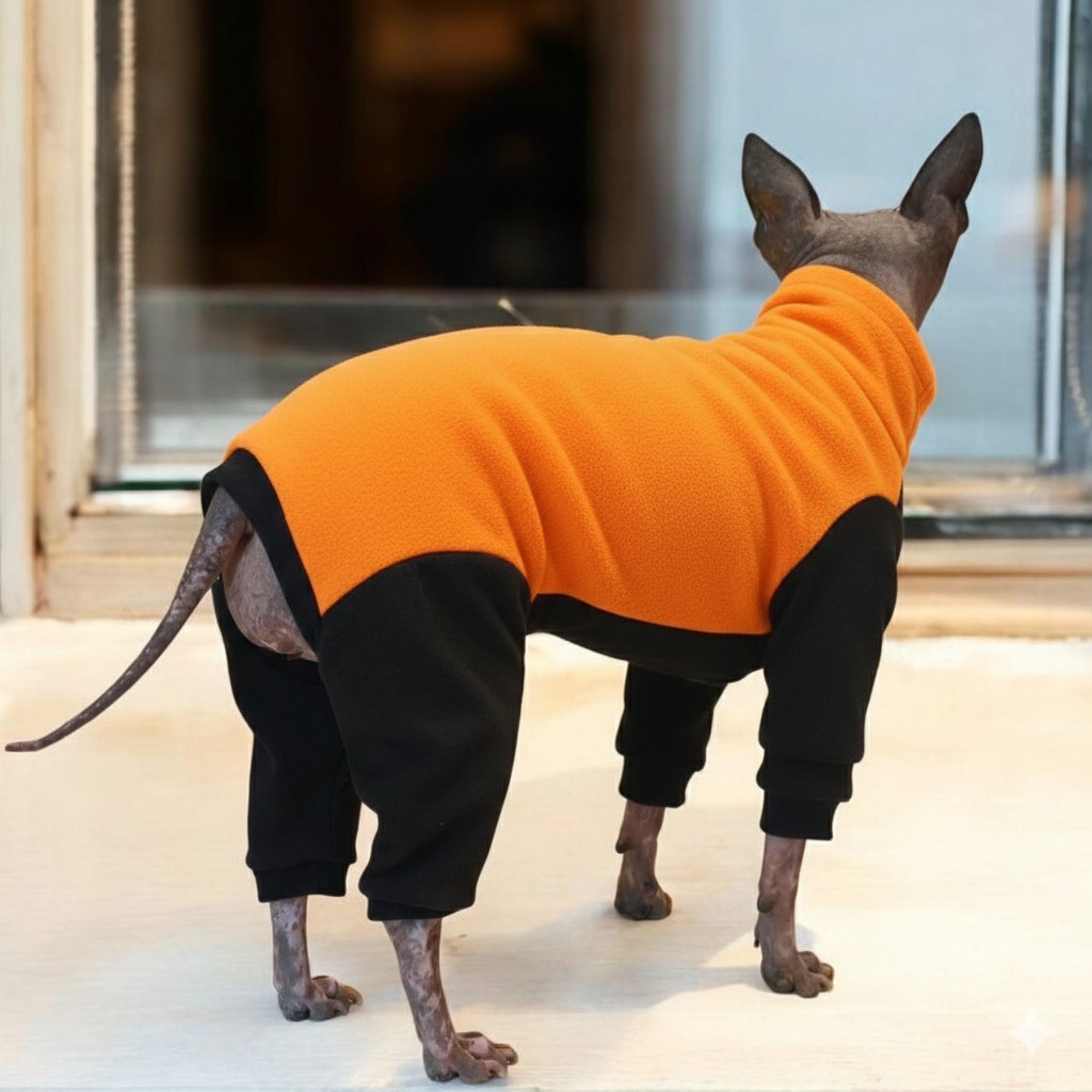 Overal fleecový - neon oranžová s černou