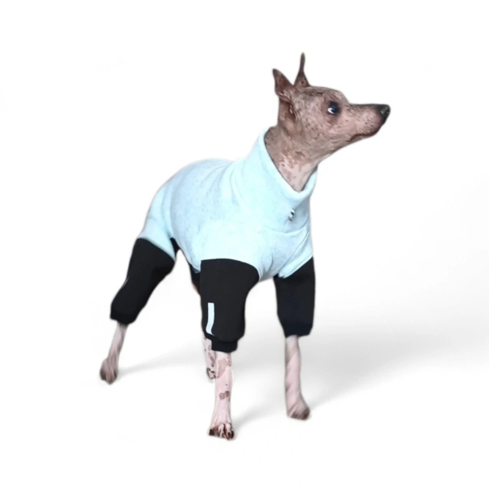 Overal -světlý modrý pletený fleece, nepromokavé nohavice