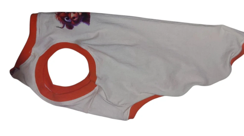 Tílko světlé s obrázkem a barevným lemem - upcycling