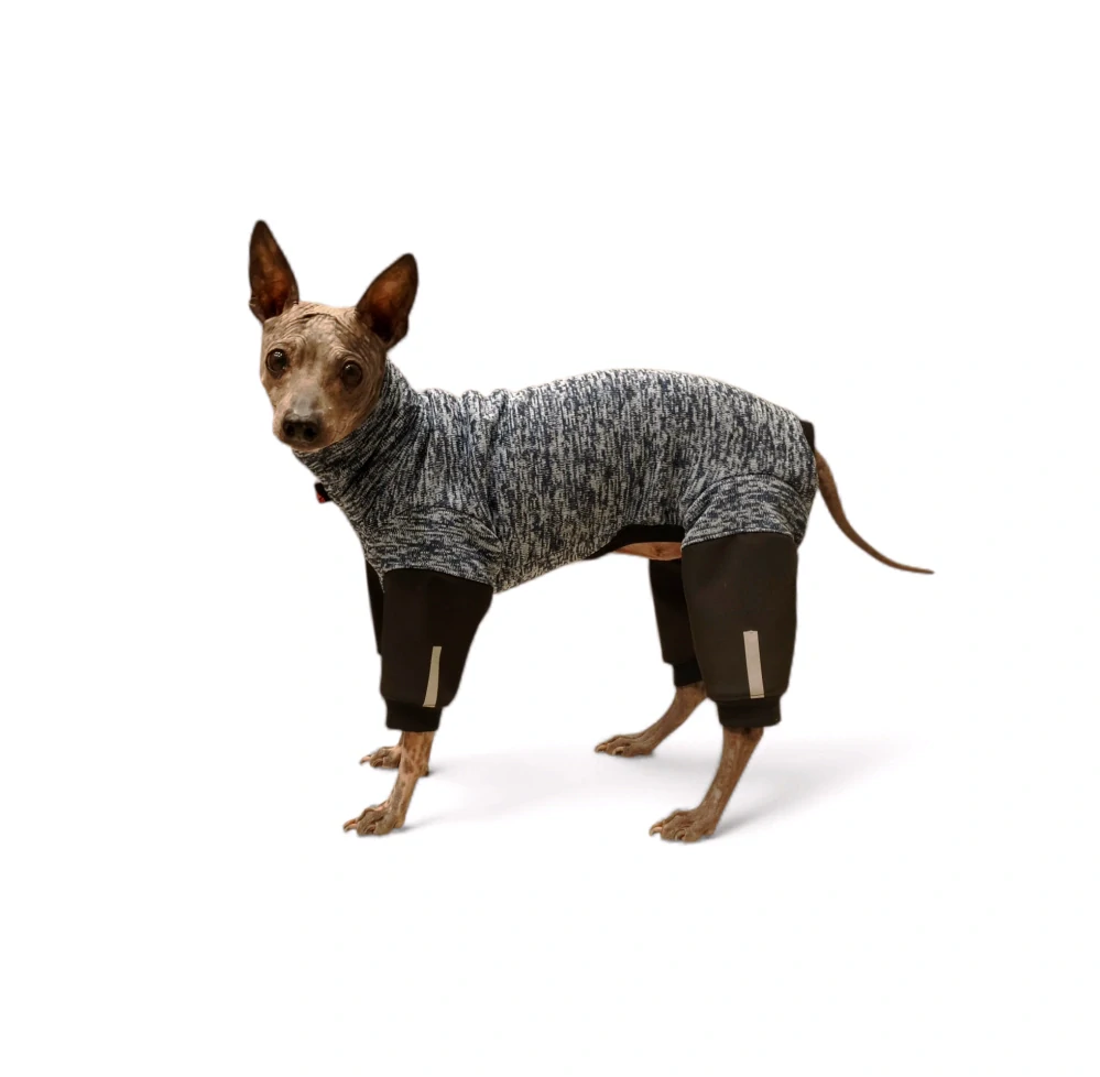 Overal - středně modrý pletený fleece, nepromokavé nohavice