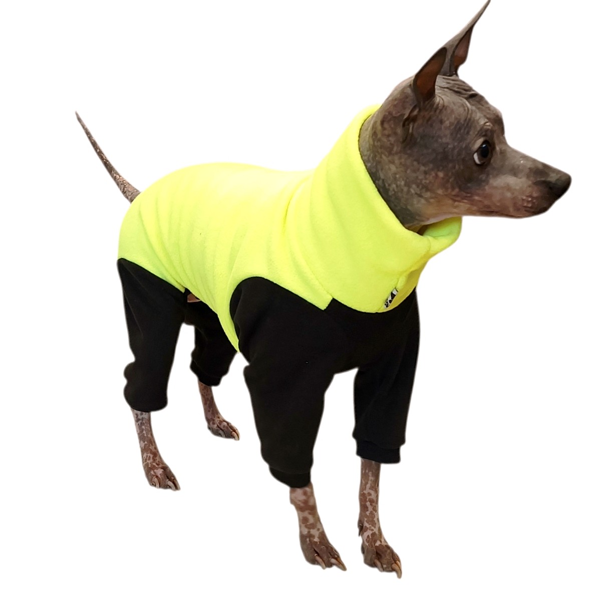 Overal fleecový  -  neon žlutá s černou