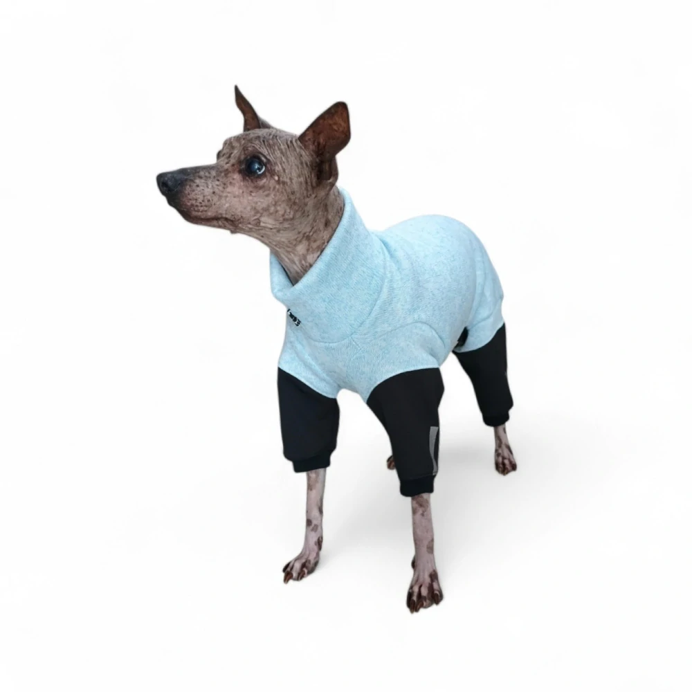 Overal -světlý modrý pletený fleece, nepromokavé nohavice