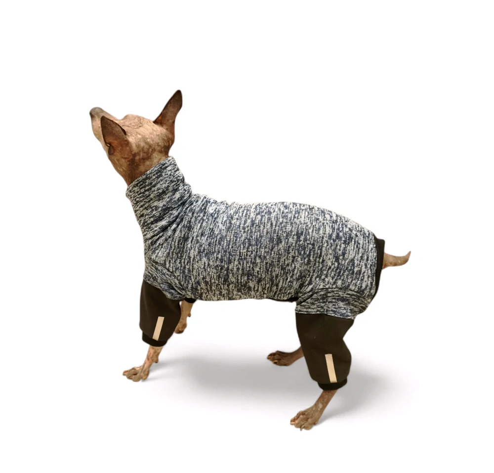 Overal - středně modrý pletený fleece, nepromokavé nohavice