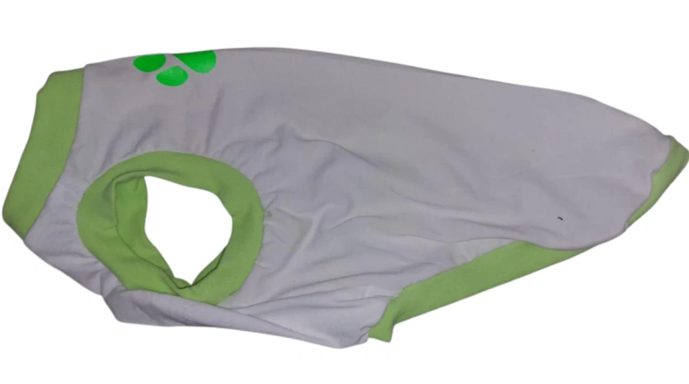Tílko světlé s obrázkem a barevným lemem - upcycling