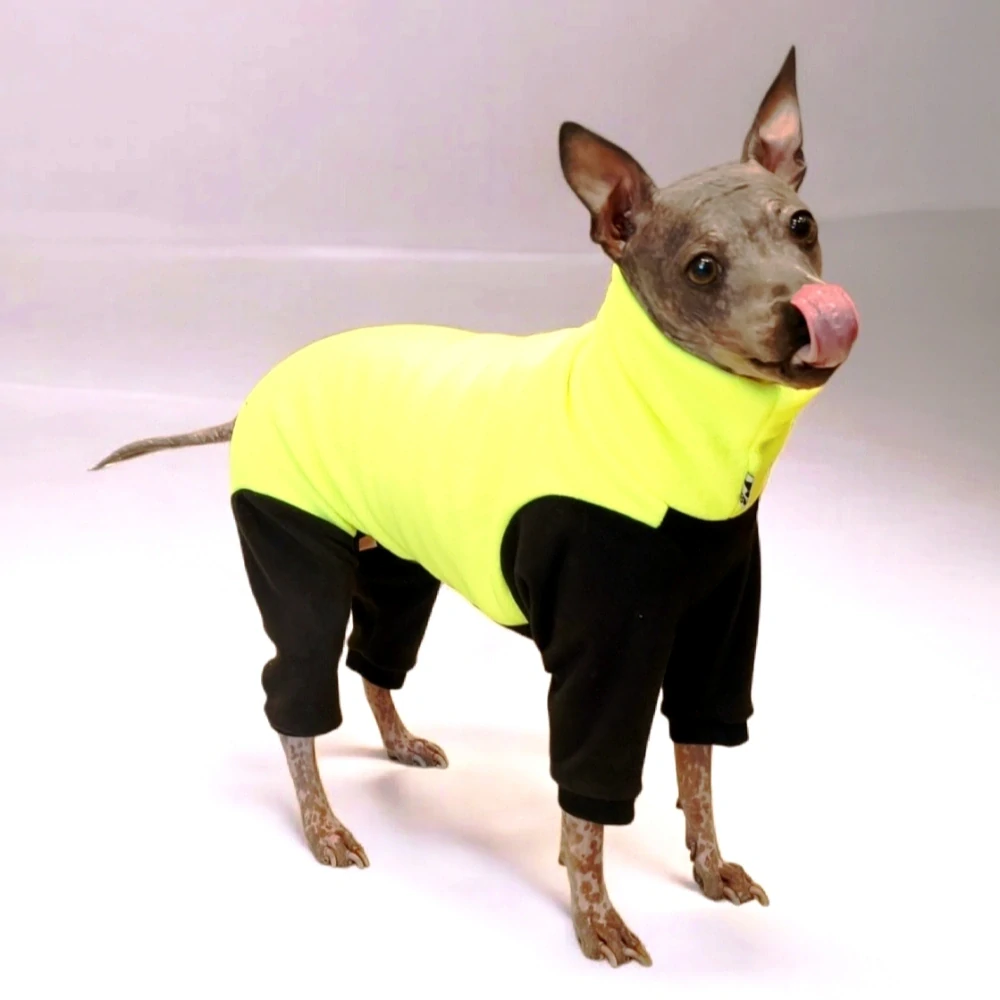 Overal fleecový - neon žlutá s černou