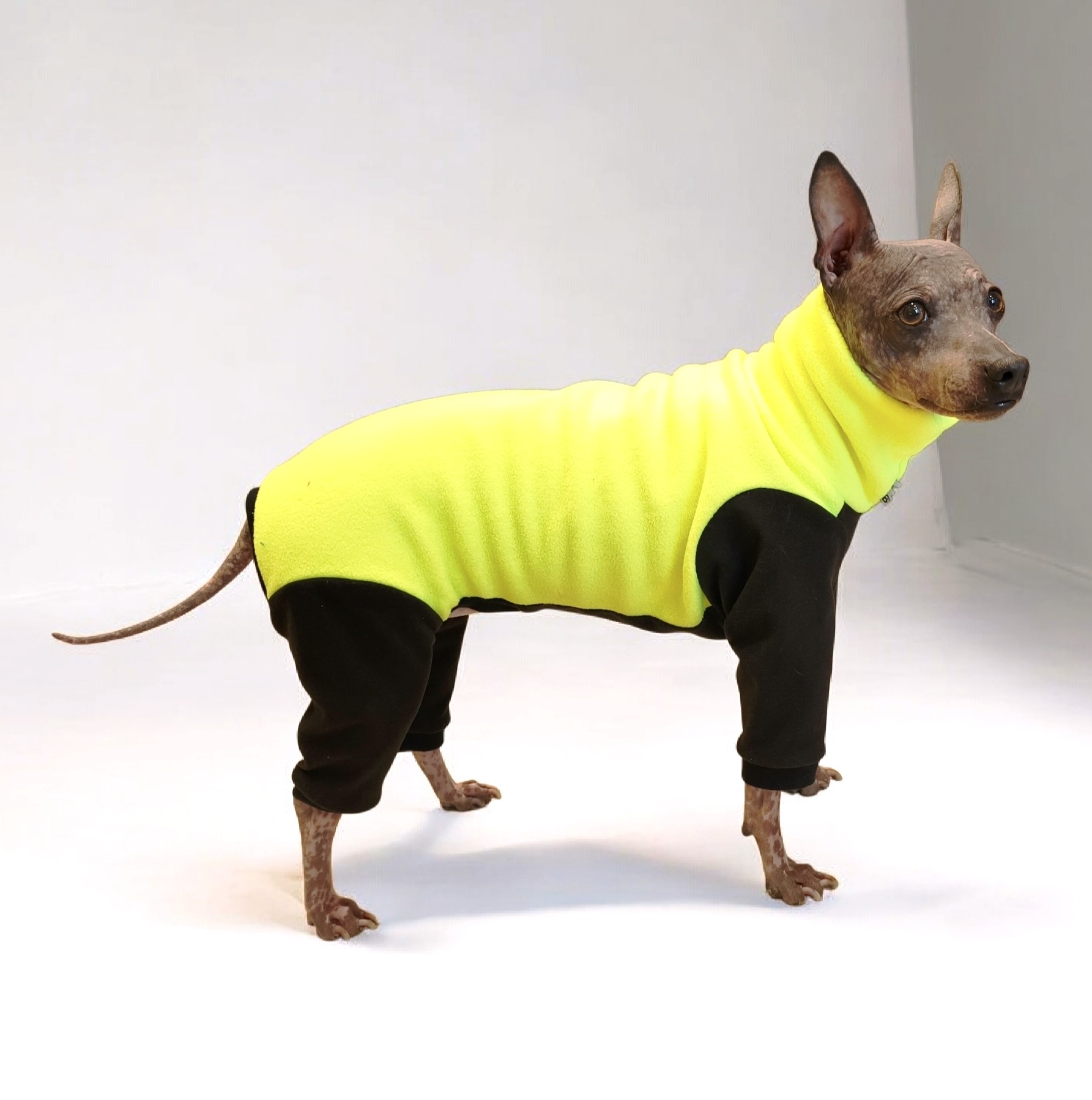 Overal fleecový  -  neon žlutá s černou